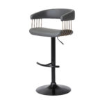 44-Inch Gray and Black Adjustable Height Swivel Bar Stool 16 44-Inch Gray and Black Adjustable Height Swivel Bar Stool