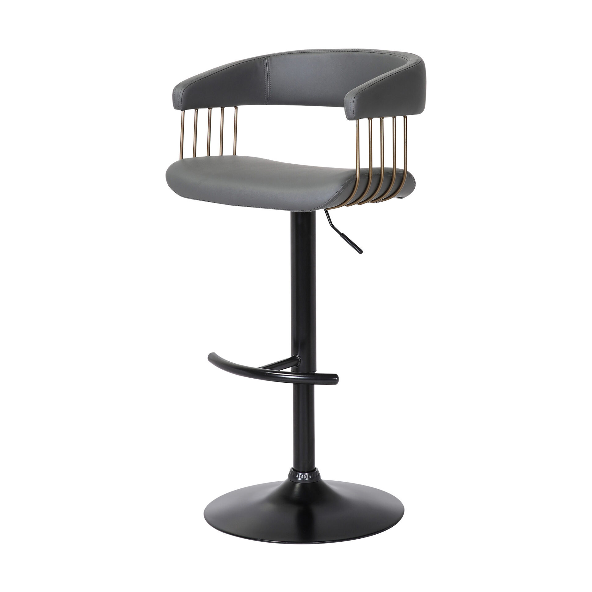 44-Inch Gray and Black Adjustable Height Swivel Bar Stool 7 44-Inch Gray and Black Adjustable Height Swivel Bar Stool - Image 7