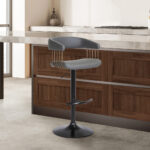 44-Inch Gray and Black Adjustable Height Swivel Bar Stool 18 44-Inch Gray and Black Adjustable Height Swivel Bar Stool