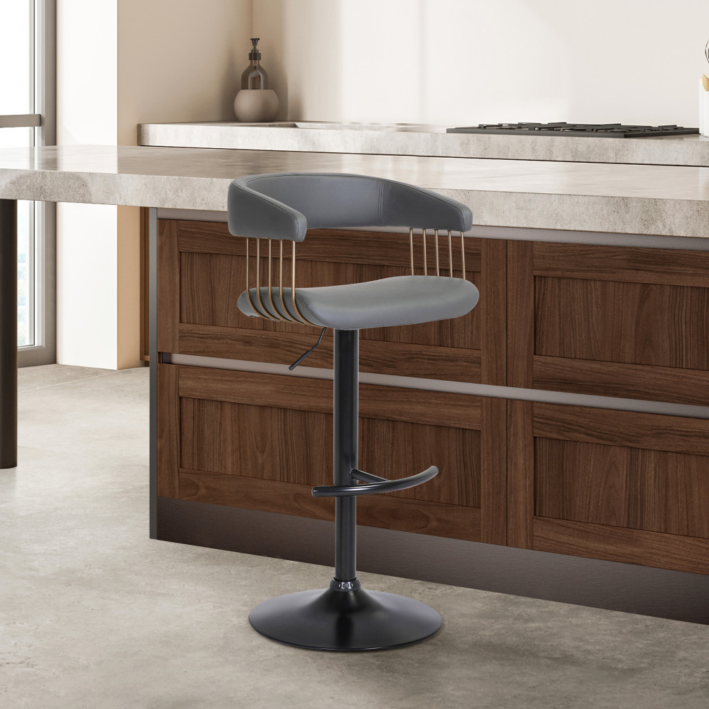 44-Inch Gray and Black Adjustable Height Swivel Bar Stool 9 44-Inch Gray and Black Adjustable Height Swivel Bar Stool - Image 9