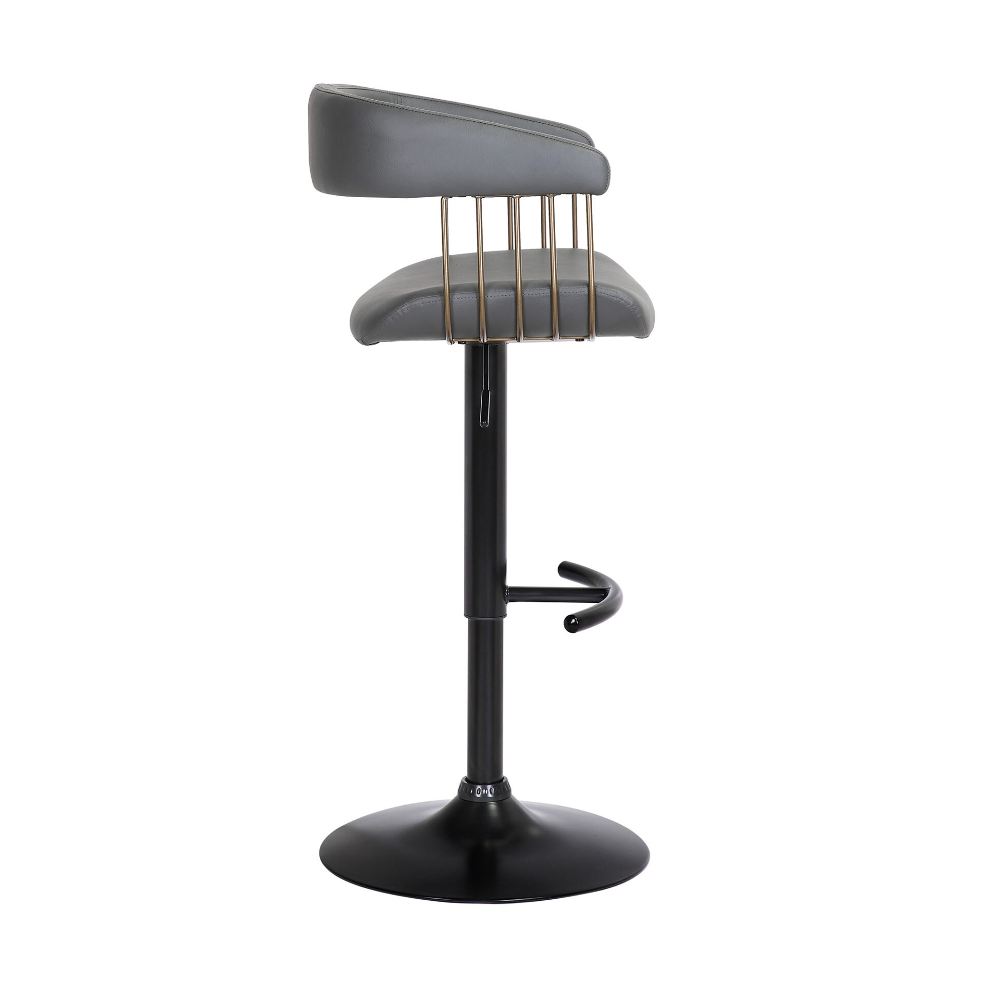 44-Inch Gray and Black Adjustable Height Swivel Bar Stool 4 44-Inch Gray and Black Adjustable Height Swivel Bar Stool - Image 4