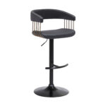 Adjustable Black Faux Leather and Metal Swivel Bar Stool 10 Adjustable Black Faux Leather and Metal Swivel Bar Stool