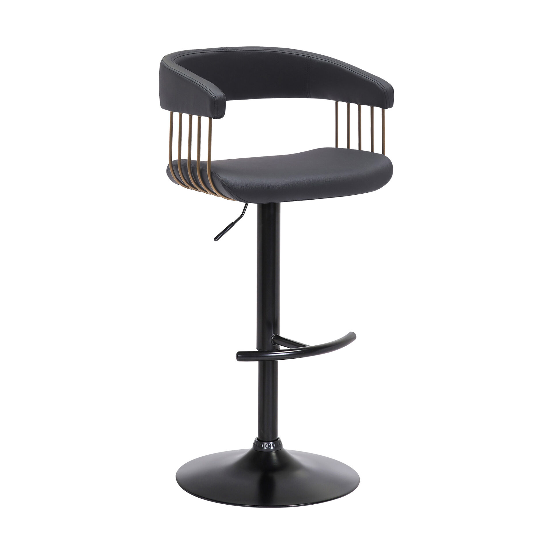 Adjustable Black Faux Leather and Metal Swivel Bar Stool 1 Adjustable Black Faux Leather and Metal Swivel Bar Stool