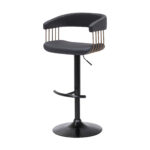 Adjustable Black Faux Leather and Metal Swivel Bar Stool 16 Adjustable Black Faux Leather and Metal Swivel Bar Stool
