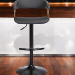 Adjustable Black Faux Leather and Metal Swivel Bar Stool 11 Adjustable Black Faux Leather and Metal Swivel Bar Stool