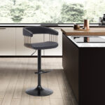 Adjustable Black Faux Leather and Metal Swivel Bar Stool 18 Adjustable Black Faux Leather and Metal Swivel Bar Stool