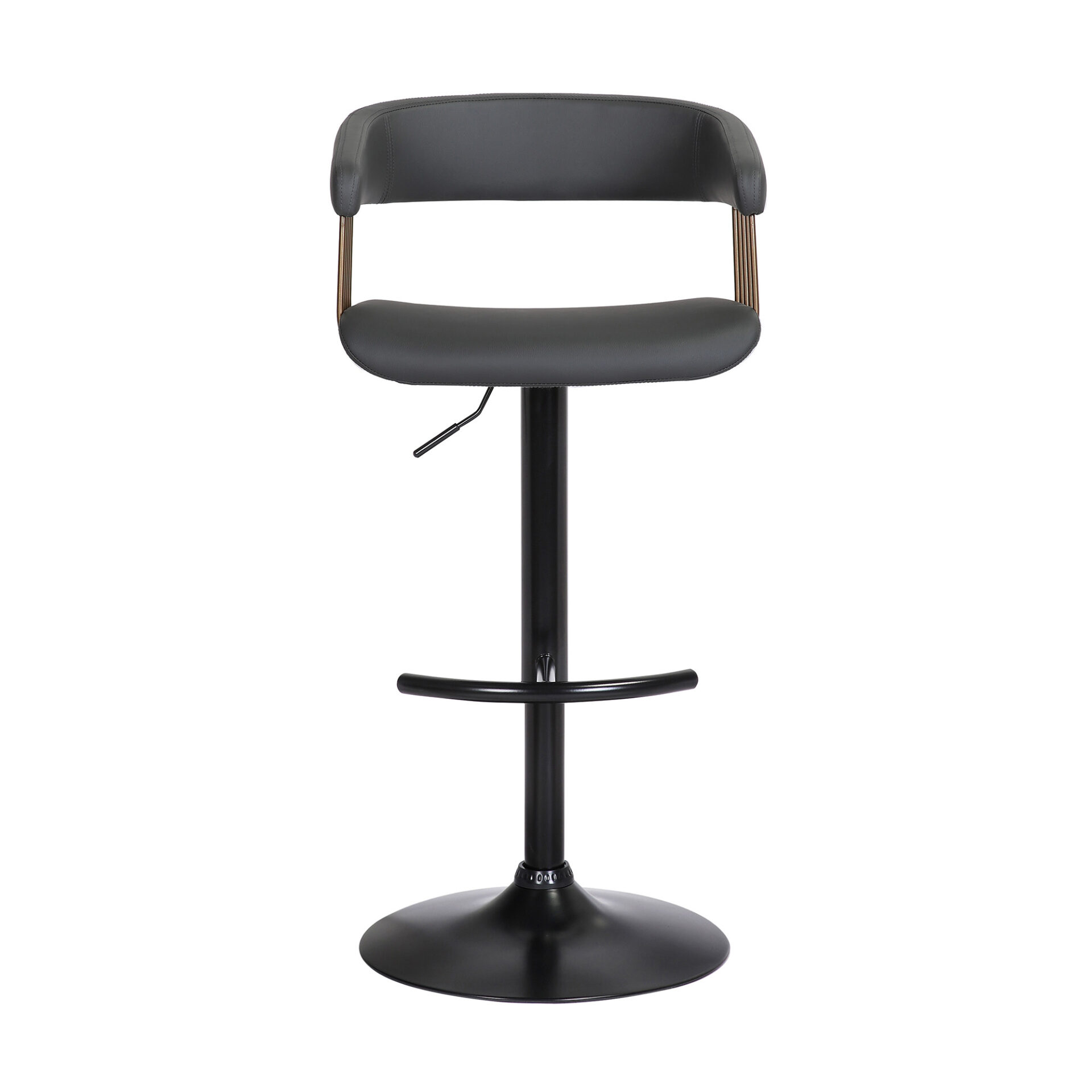 Adjustable Black Faux Leather and Metal Swivel Bar Stool 3 Adjustable Black Faux Leather and Metal Swivel Bar Stool - Image 3