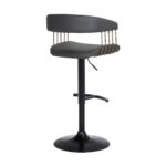Adjustable Black Faux Leather and Metal Swivel Bar Stool 14 Adjustable Black Faux Leather and Metal Swivel Bar Stool