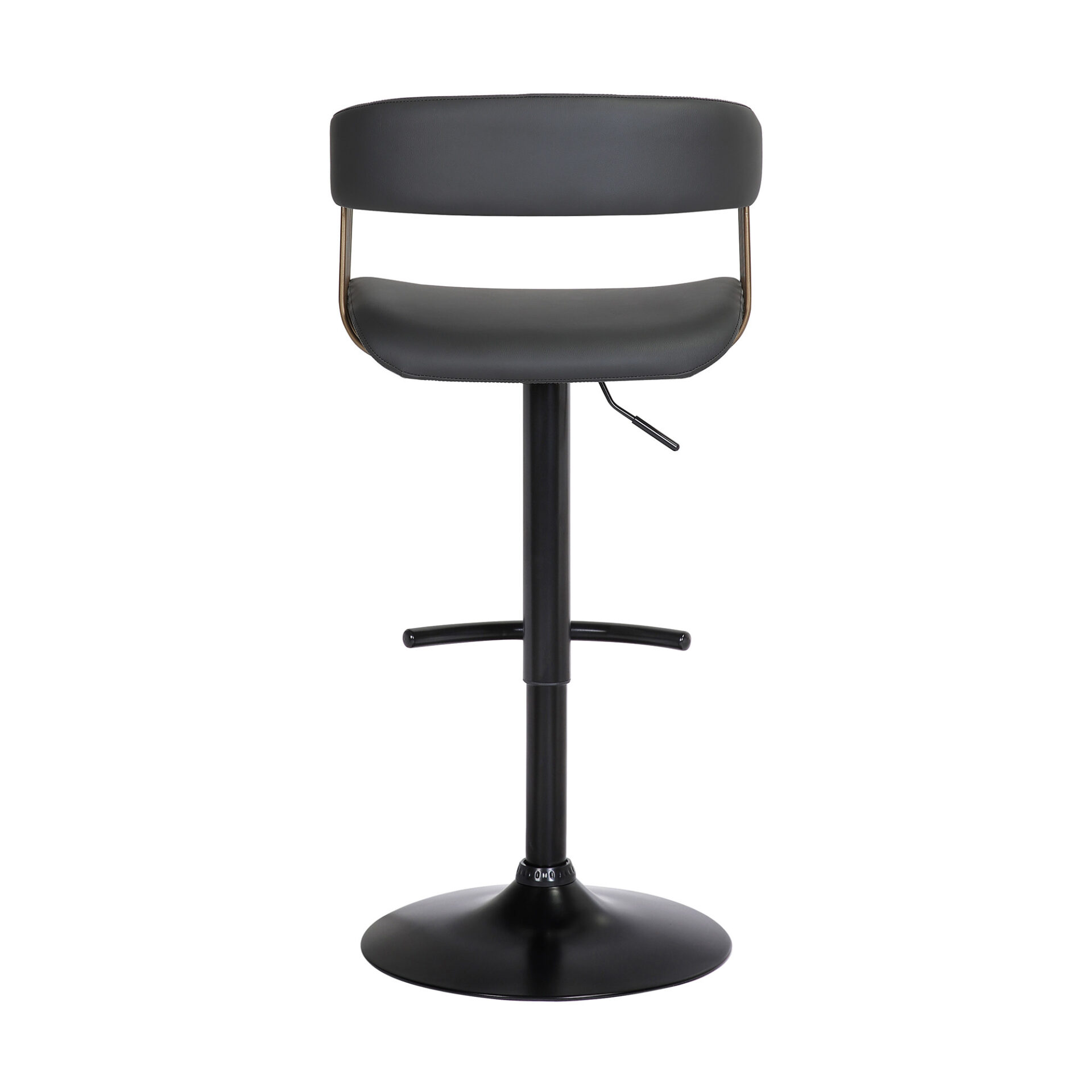 Adjustable Black Faux Leather and Metal Swivel Bar Stool 6 Adjustable Black Faux Leather and Metal Swivel Bar Stool - Image 6
