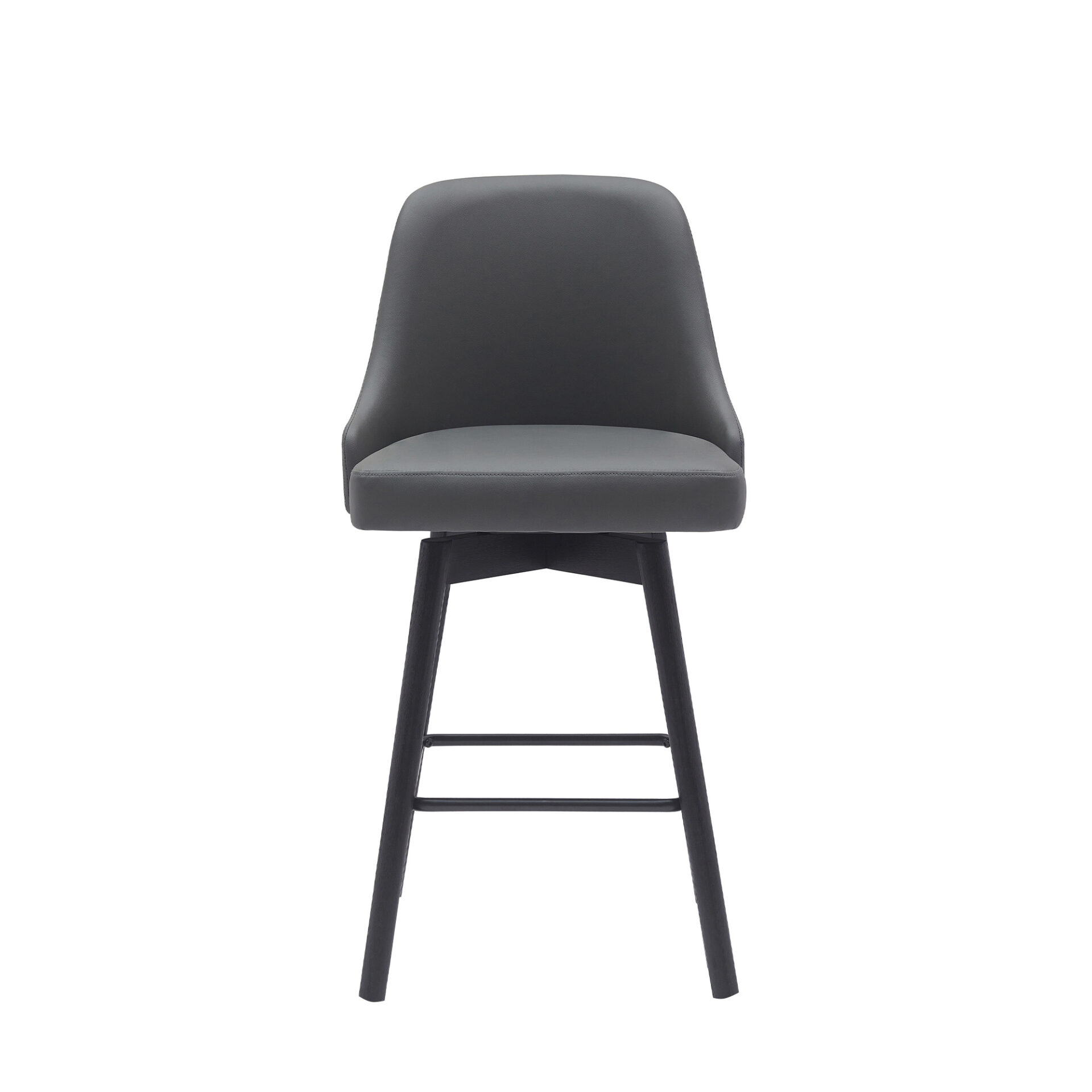 26 Inch Gray and Black Swivel Faux Leather Bar Stool 2 26 Inch Gray and Black Swivel Faux Leather Bar Stool - Image 2