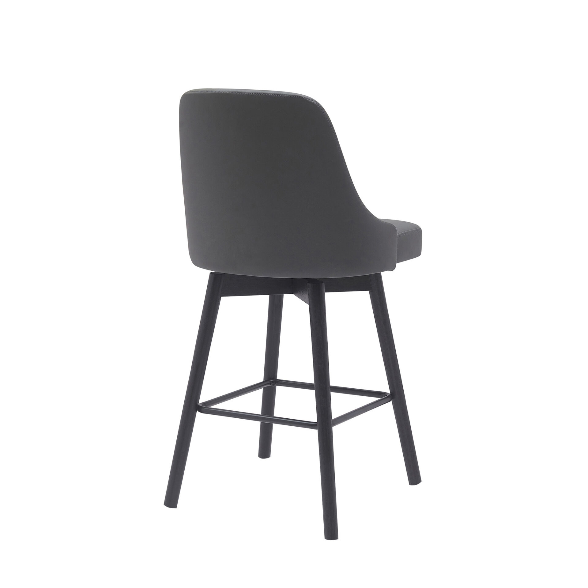 26 Inch Gray and Black Swivel Faux Leather Bar Stool 4 26 Inch Gray and Black Swivel Faux Leather Bar Stool - Image 4
