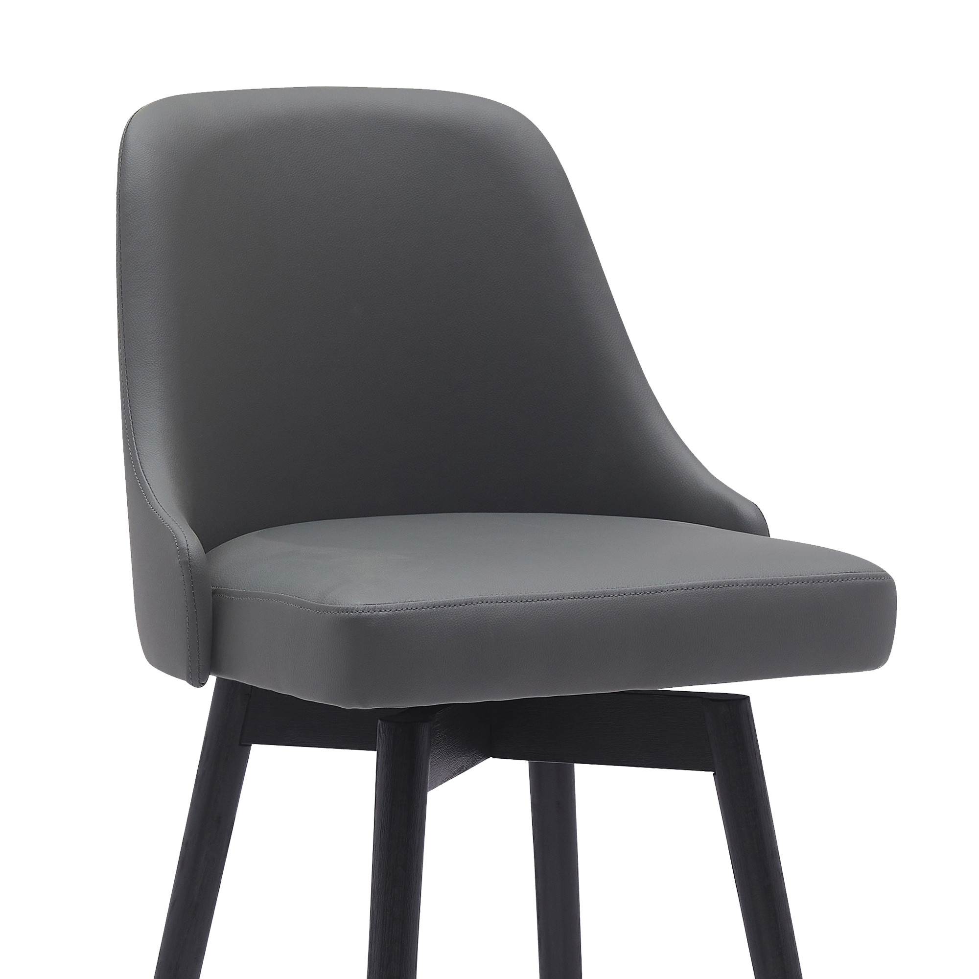 26 Inch Gray and Black Swivel Faux Leather Bar Stool 7 26 Inch Gray and Black Swivel Faux Leather Bar Stool - Image 7