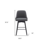 26 Inch Gray and Black Swivel Faux Leather Bar Stool 14 26 Inch Gray and Black Swivel Faux Leather Bar Stool