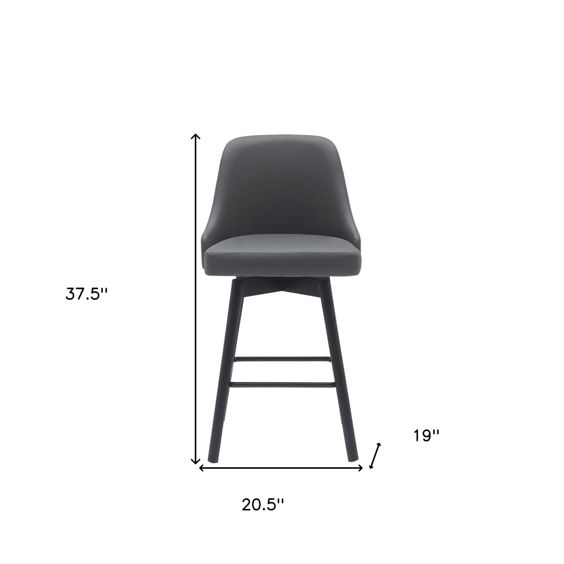 26 Inch Gray and Black Swivel Faux Leather Bar Stool 5 26 Inch Gray and Black Swivel Faux Leather Bar Stool - Image 5
