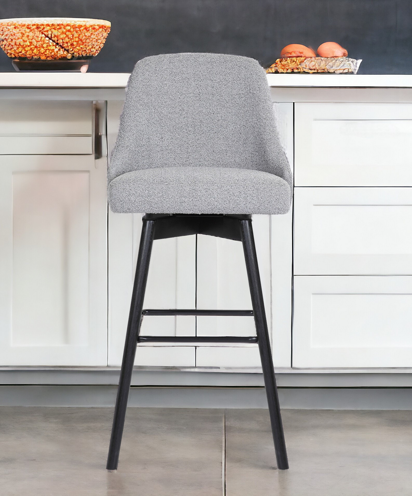 26-Inch Light Gray and Black Swivel Counter Height Bar Stool 1 26-Inch Light Gray and Black Swivel Counter Height Bar Stool
