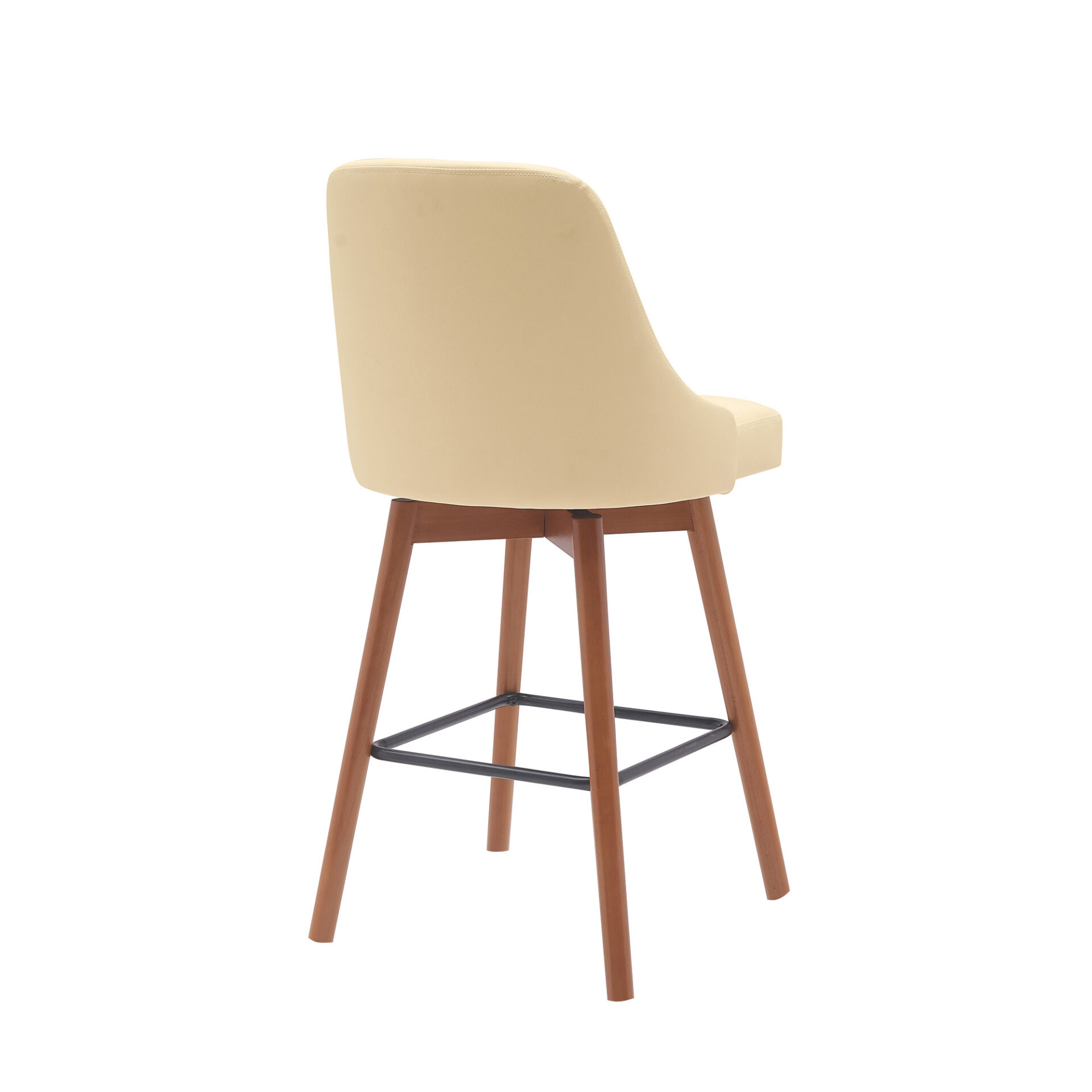 26 Inch Cream and Wood Brown Swivel Counter Height Bar Stool 4 26 Inch Cream and Wood Brown Swivel Counter Height Bar Stool - Image 4