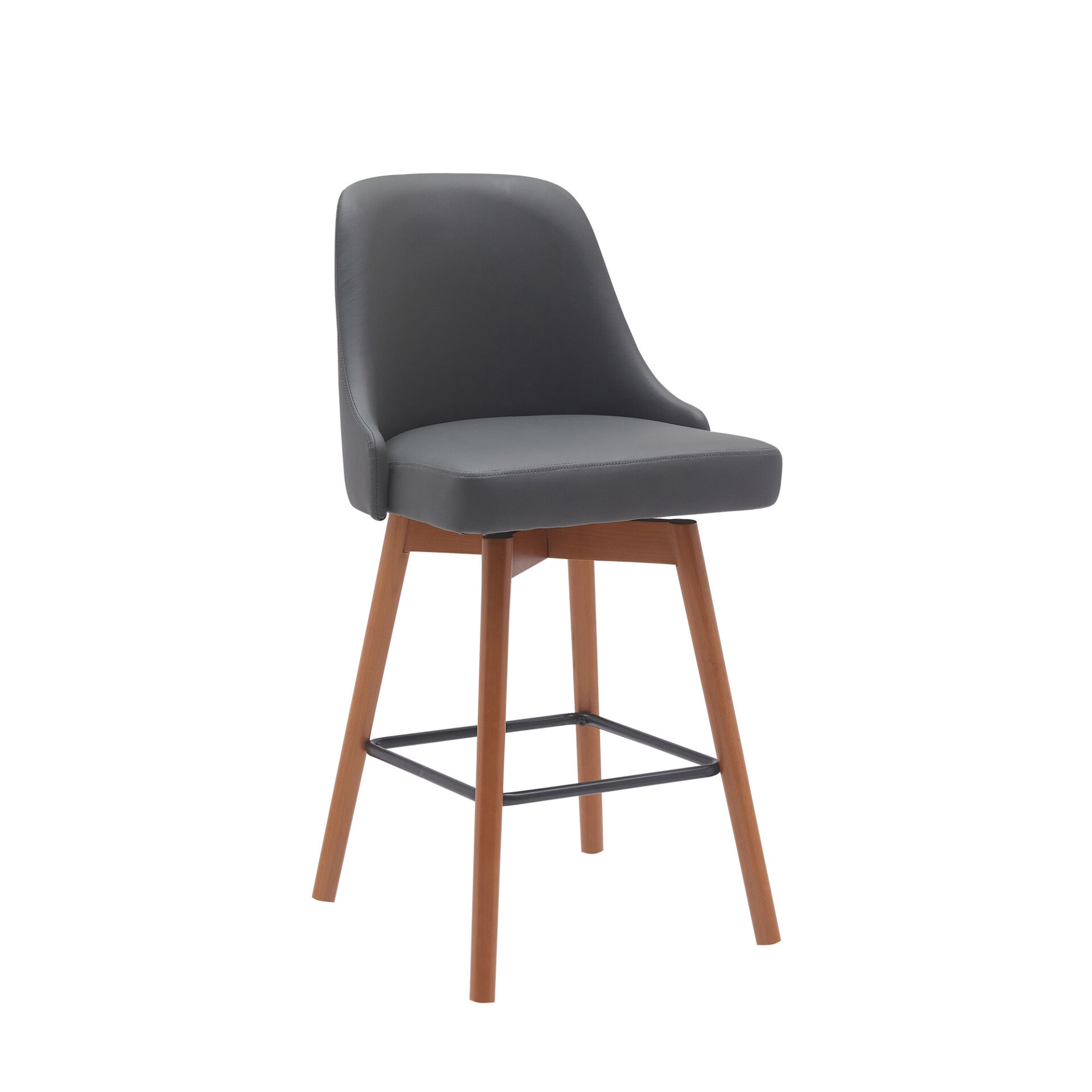 26 Inch Gray and Wood Brown Swivel Counter Height Bar Stool 1 26 Inch Gray and Wood Brown Swivel Counter Height Bar Stool