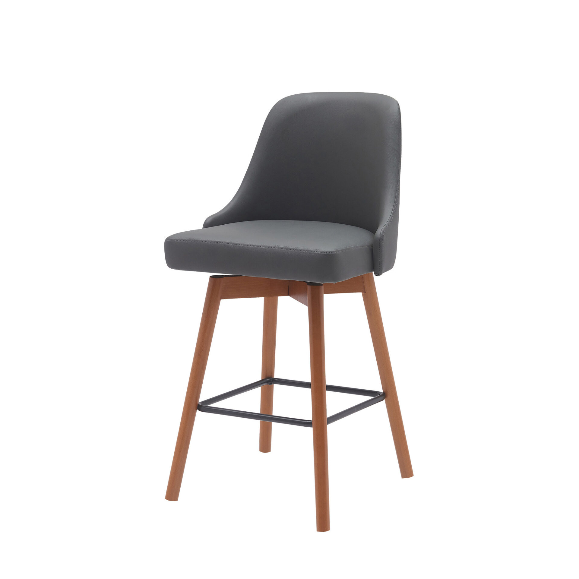 26 Inch Gray and Wood Brown Swivel Counter Height Bar Stool 5 26 Inch Gray and Wood Brown Swivel Counter Height Bar Stool - Image 5