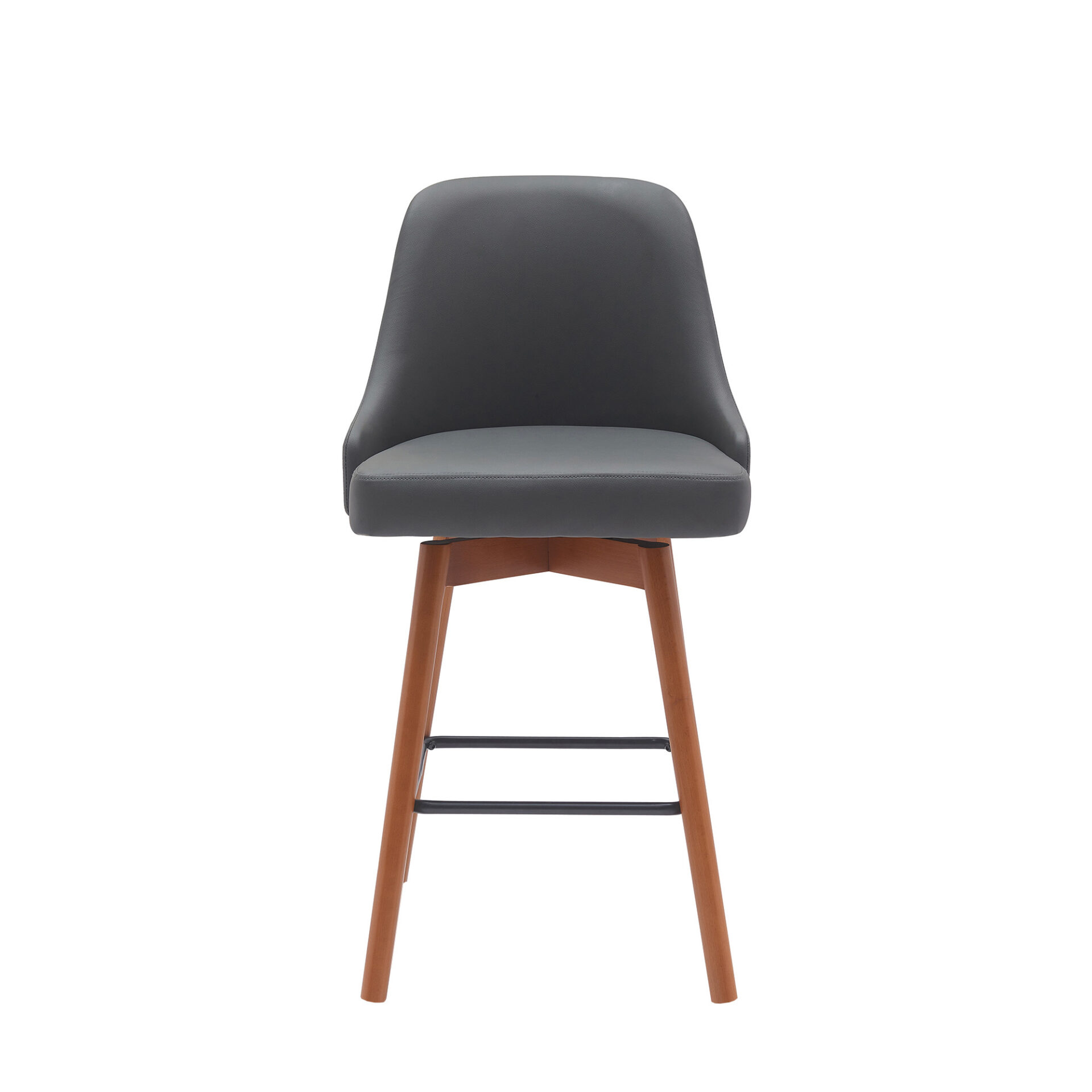26 Inch Gray and Wood Brown Swivel Counter Height Bar Stool 3 26 Inch Gray and Wood Brown Swivel Counter Height Bar Stool - Image 3