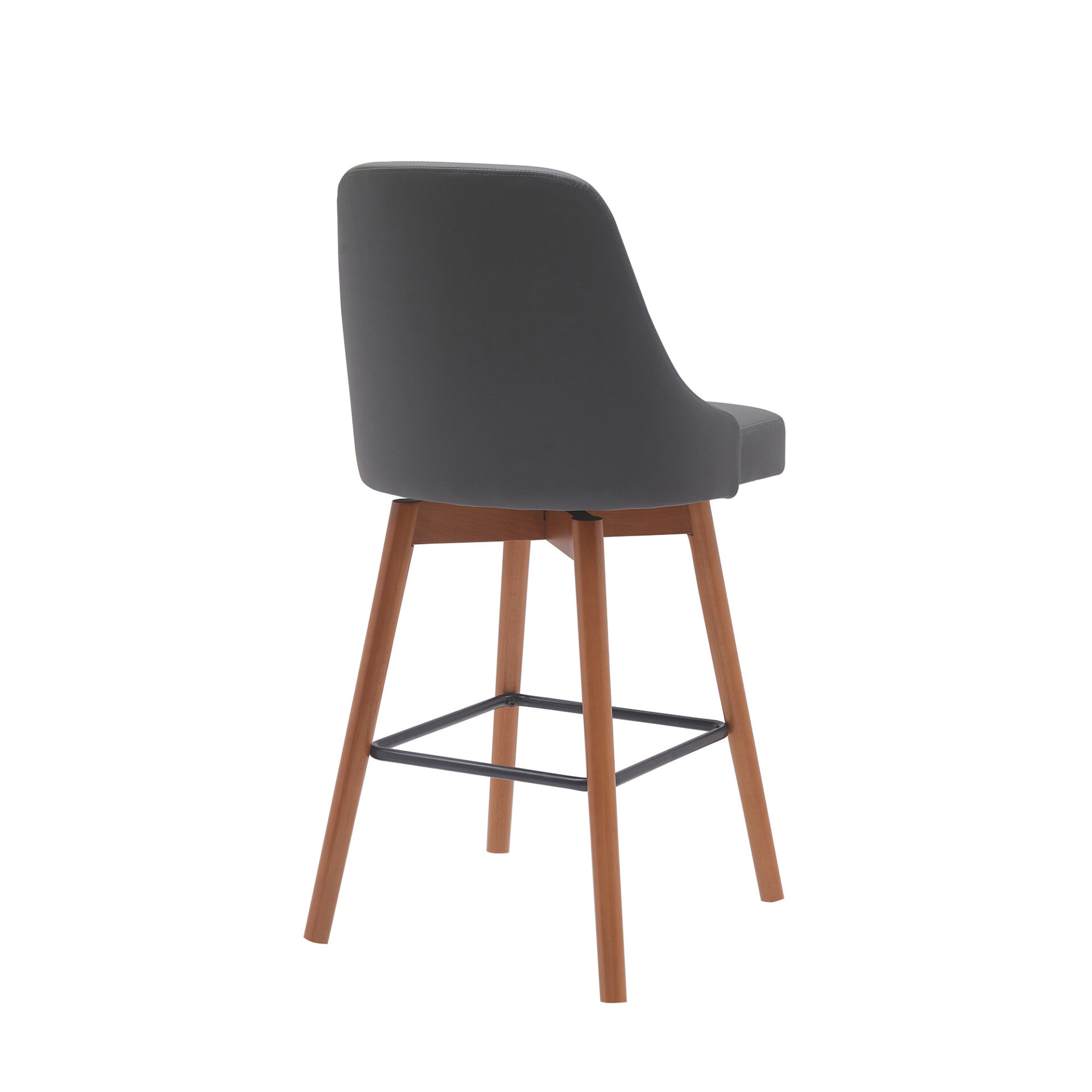 26 Inch Gray and Wood Brown Swivel Counter Height Bar Stool 4 26 Inch Gray and Wood Brown Swivel Counter Height Bar Stool - Image 4
