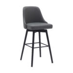 30-Inch Gray and Black Modern Faux Leather Swivel Bar Stool 12 30-Inch Gray and Black Modern Faux Leather Swivel Bar Stool
