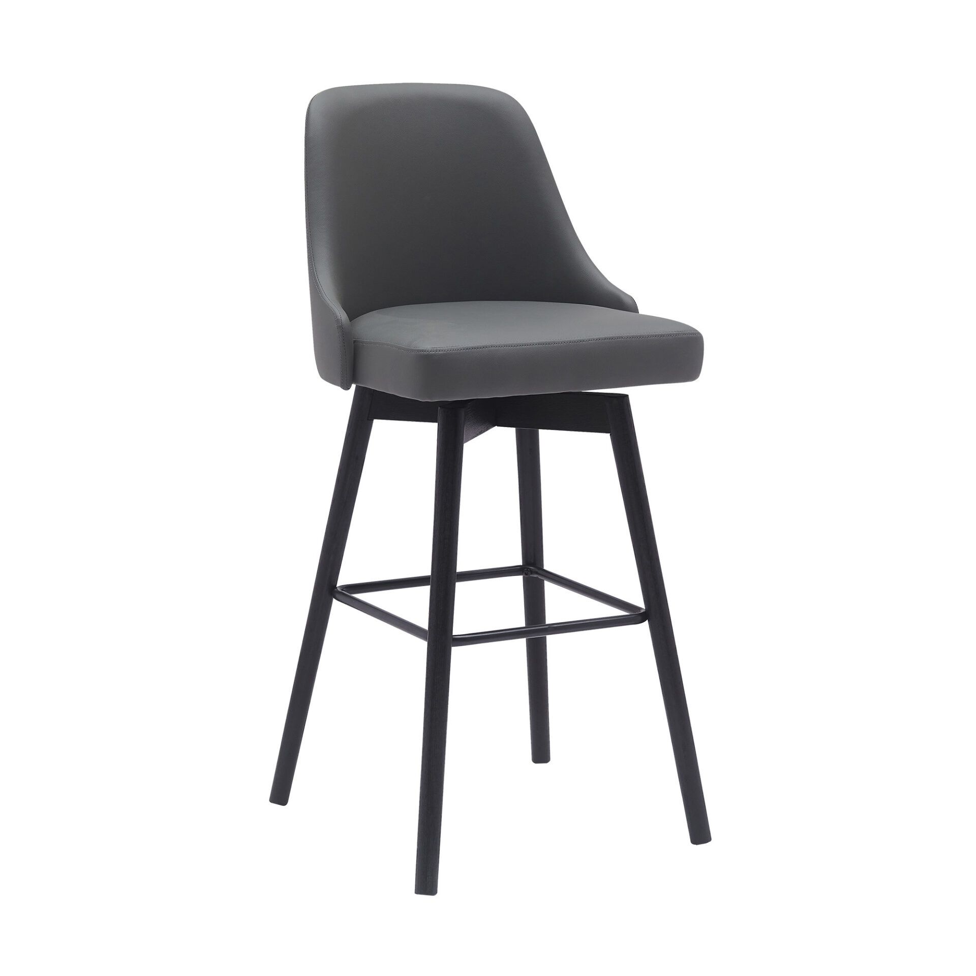 30-Inch Gray and Black Modern Faux Leather Swivel Bar Stool 3 30-Inch Gray and Black Modern Faux Leather Swivel Bar Stool - Image 3