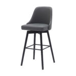 30-Inch Gray and Black Modern Faux Leather Swivel Bar Stool 14 30-Inch Gray and Black Modern Faux Leather Swivel Bar Stool