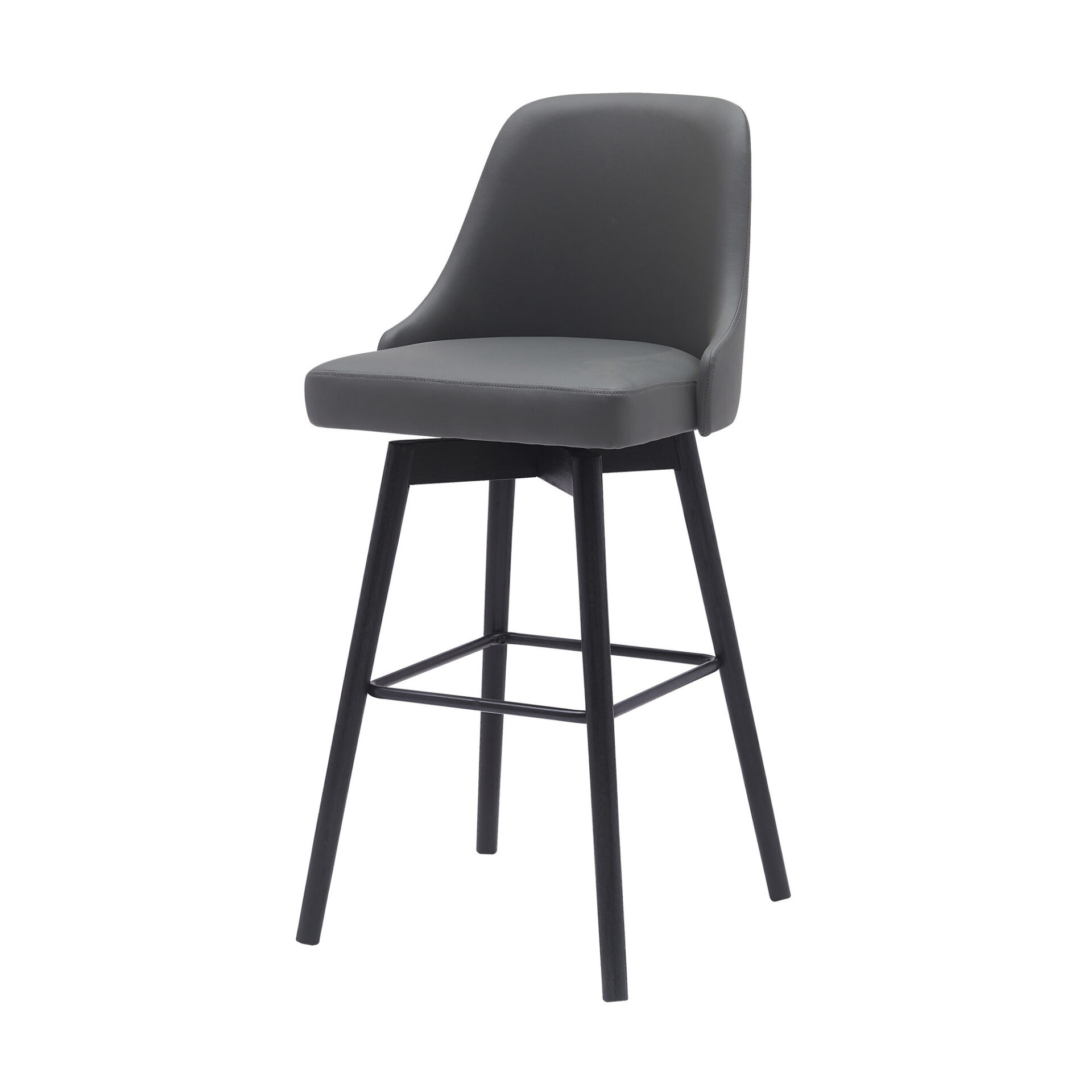 30-Inch Gray and Black Modern Faux Leather Swivel Bar Stool 5 30-Inch Gray and Black Modern Faux Leather Swivel Bar Stool - Image 5