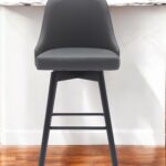 30-Inch Gray and Black Modern Faux Leather Swivel Bar Stool 10 30-Inch Gray and Black Modern Faux Leather Swivel Bar Stool