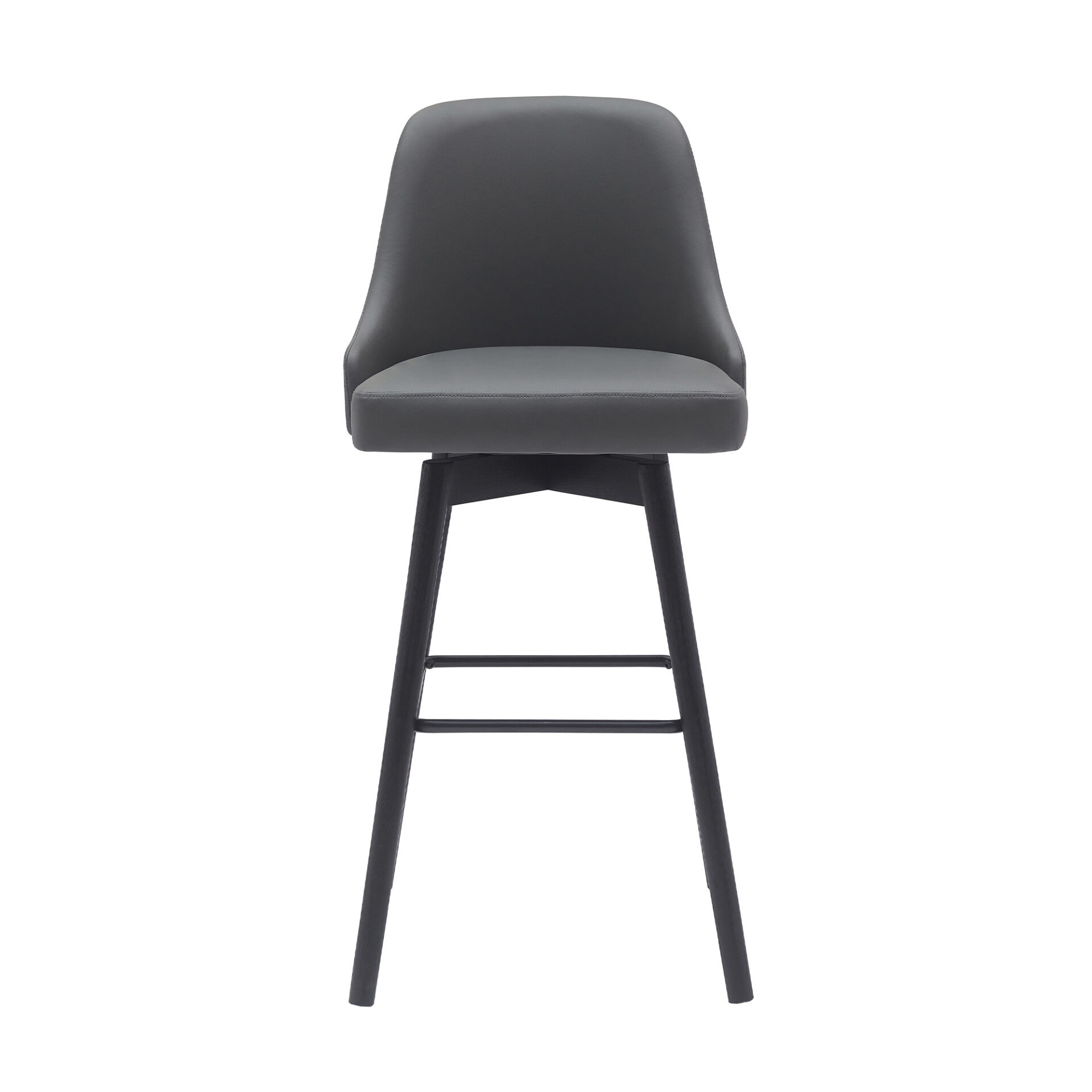 30-Inch Gray and Black Modern Faux Leather Swivel Bar Stool 2 30-Inch Gray and Black Modern Faux Leather Swivel Bar Stool - Image 2