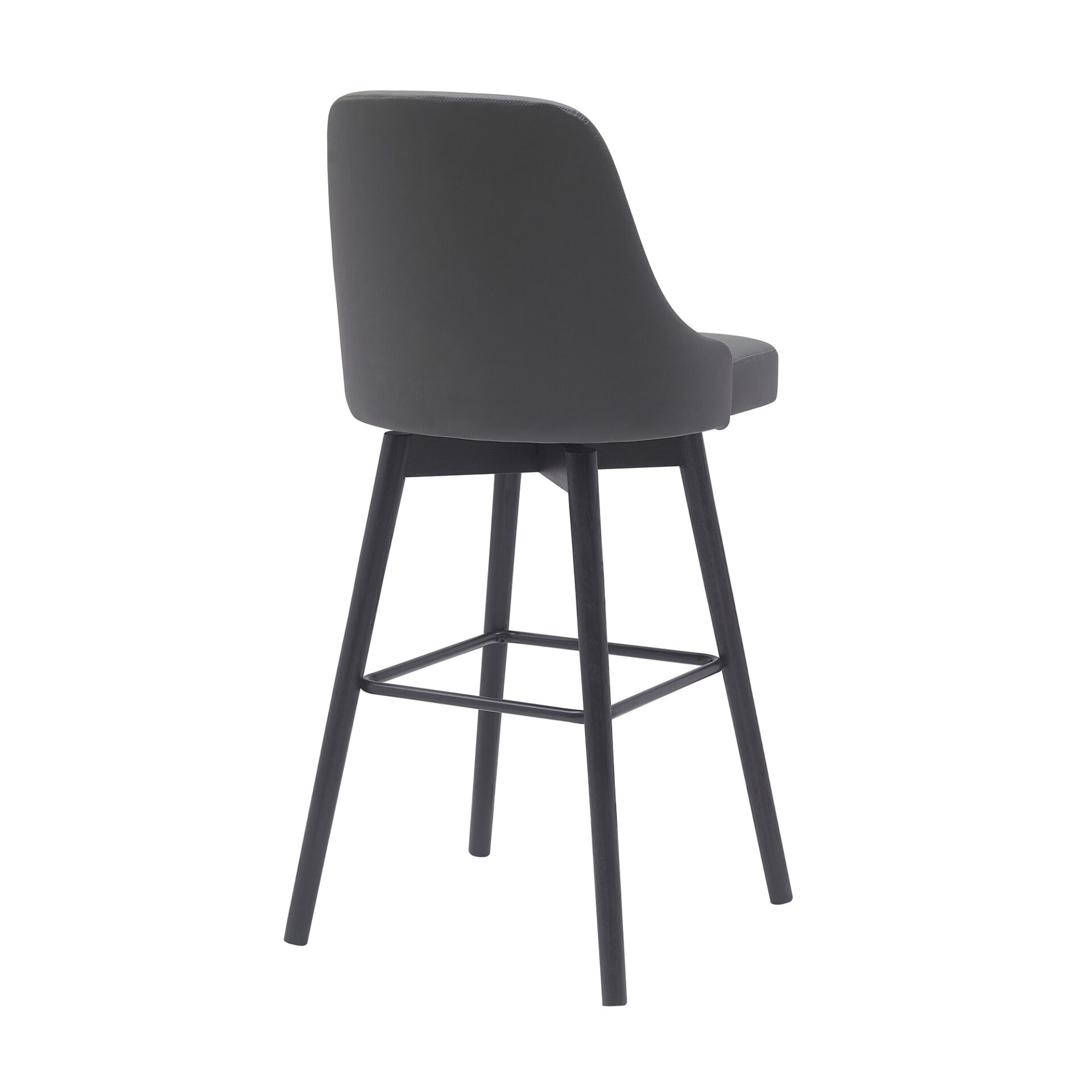 30-Inch Gray and Black Modern Faux Leather Swivel Bar Stool 4 30-Inch Gray and Black Modern Faux Leather Swivel Bar Stool - Image 4