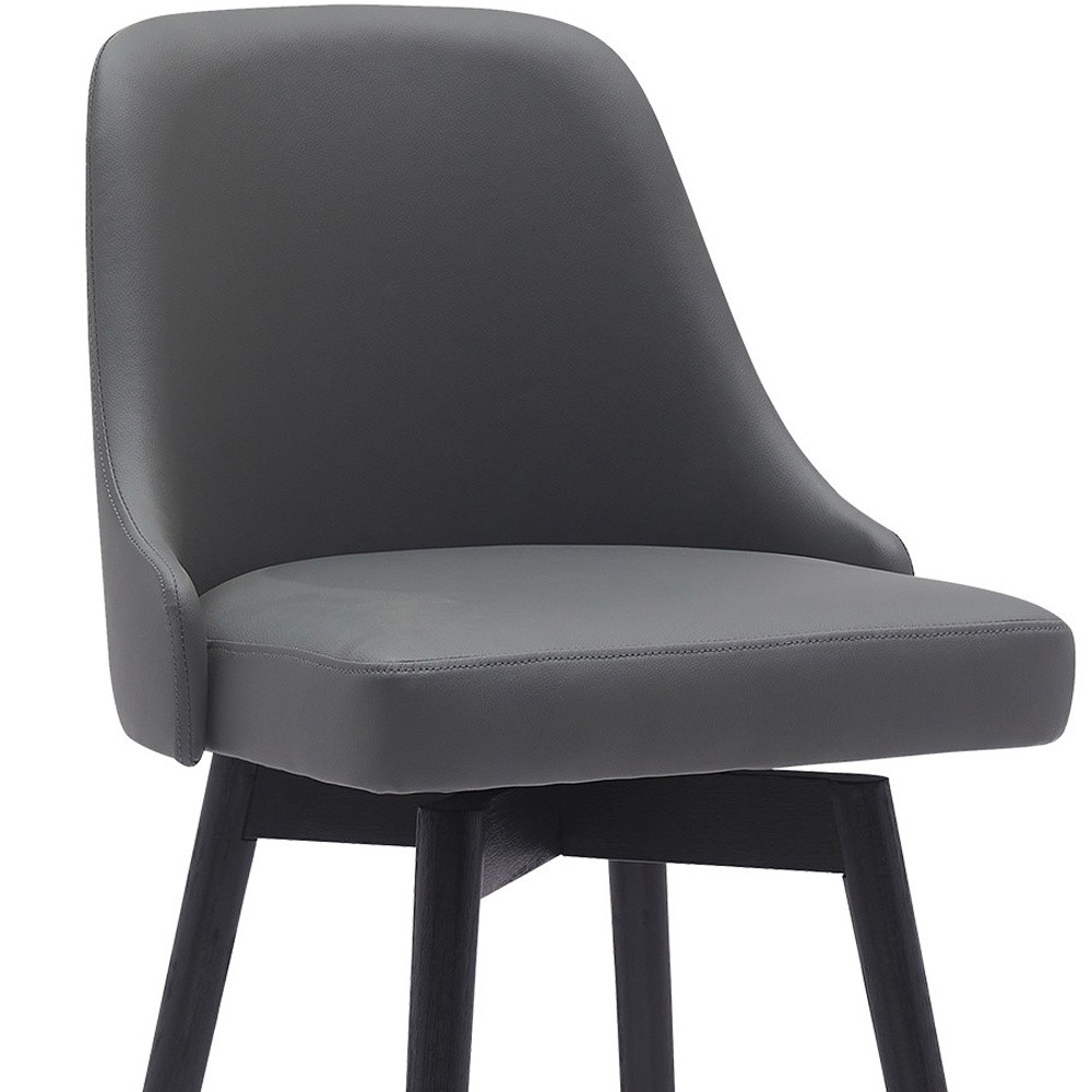 30-Inch Gray and Black Modern Faux Leather Swivel Bar Stool 8 30-Inch Gray and Black Modern Faux Leather Swivel Bar Stool - Image 8
