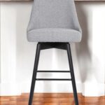 30-Inch Light Gray and Black Swivel Modern Bar Stool