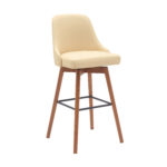 30 Inch Cream and Wood Brown Swivel Bar Stool with Footrest 9 30 Inch Cream and Wood Brown Swivel Bar Stool with Footrest