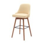 30 Inch Cream and Wood Brown Swivel Bar Stool with Footrest 13 30 Inch Cream and Wood Brown Swivel Bar Stool with Footrest