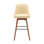 30 Inch Cream and Wood Brown Swivel Bar Stool with Footrest 11 30 Inch Cream and Wood Brown Swivel Bar Stool with Footrest