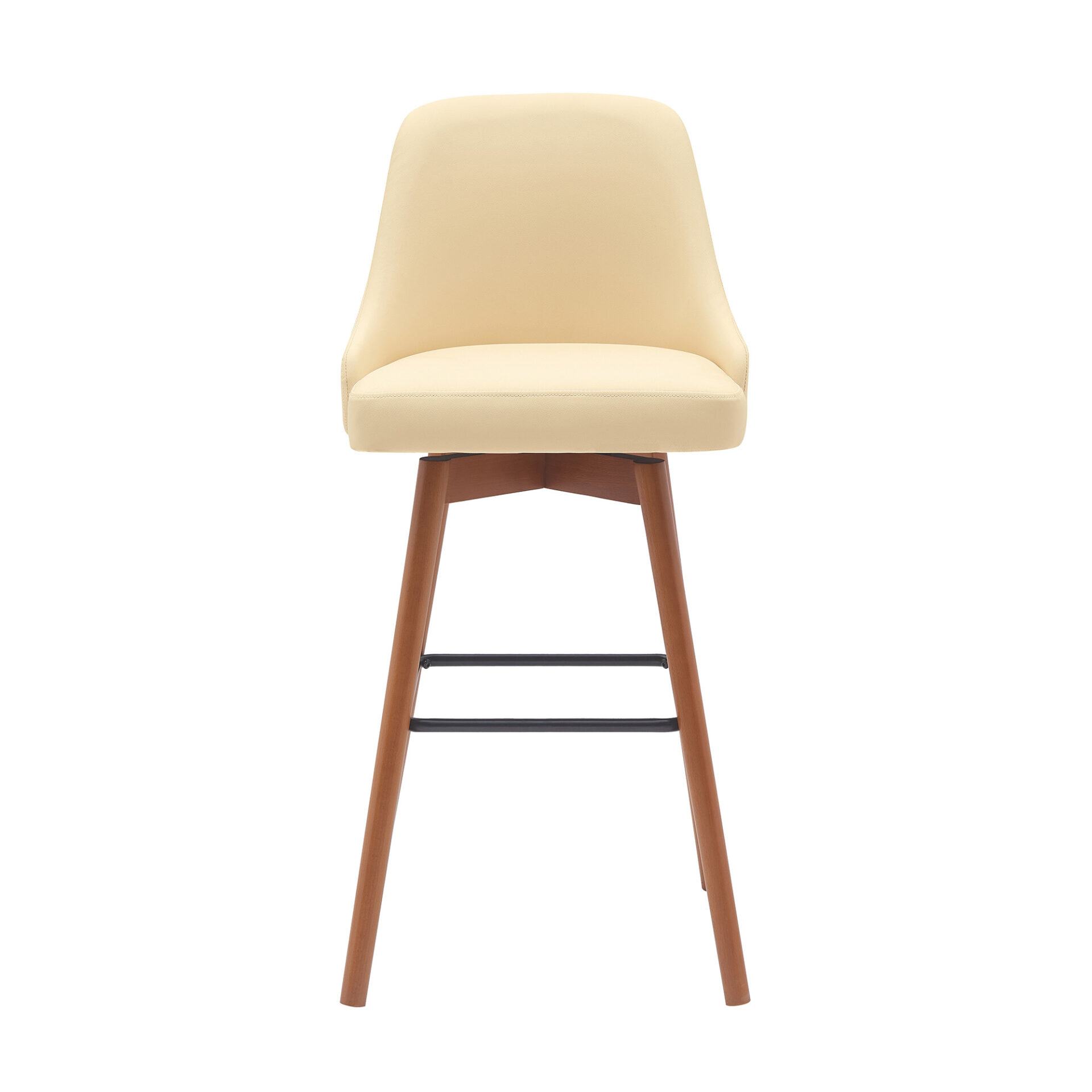 30 Inch Cream and Wood Brown Swivel Bar Stool with Footrest 3 30 Inch Cream and Wood Brown Swivel Bar Stool with Footrest - Image 3
