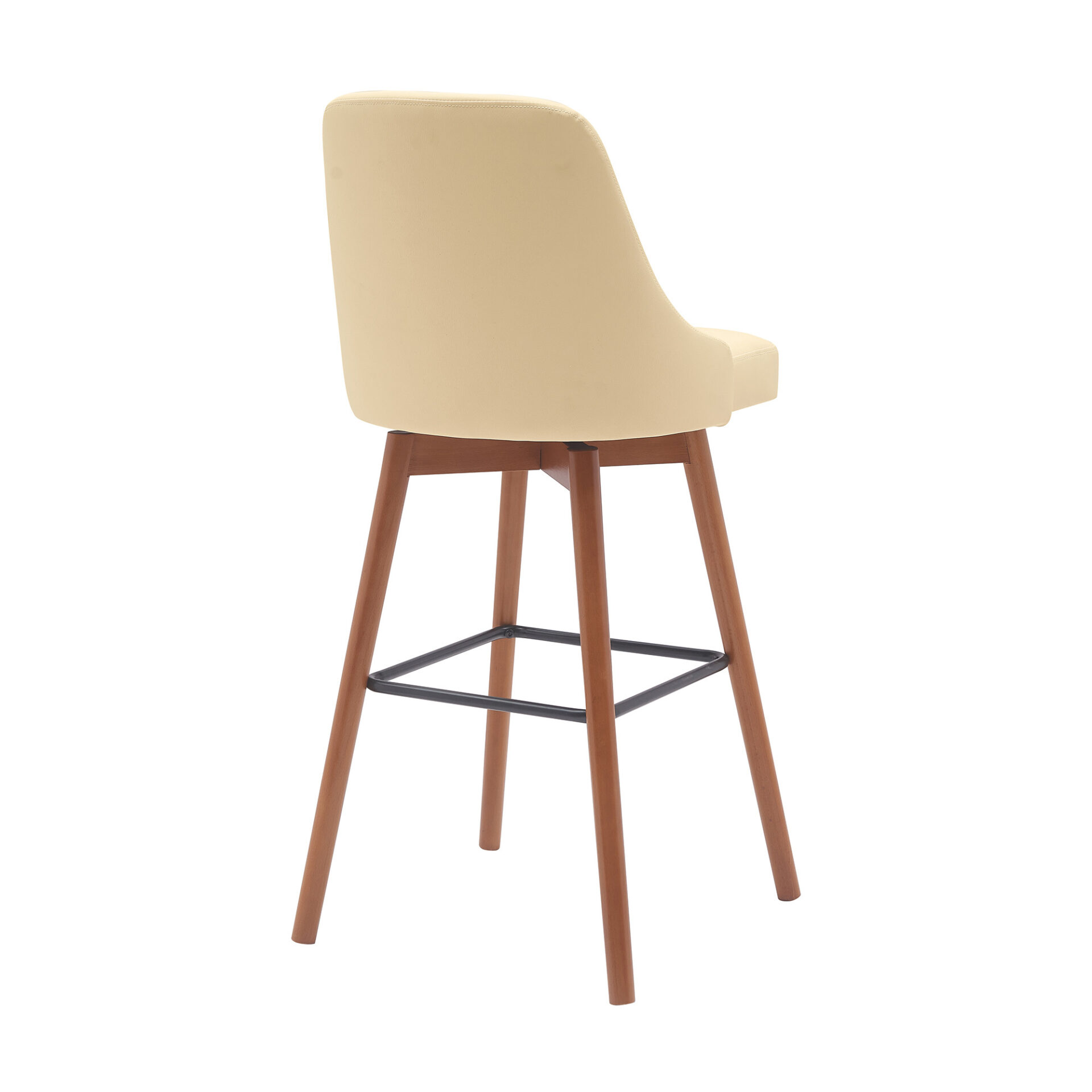 30 Inch Cream and Wood Brown Swivel Bar Stool with Footrest 4 30 Inch Cream and Wood Brown Swivel Bar Stool with Footrest - Image 4