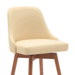 30 Inch Cream and Wood Brown Swivel Bar Stool with Footrest 14 30 Inch Cream and Wood Brown Swivel Bar Stool with Footrest