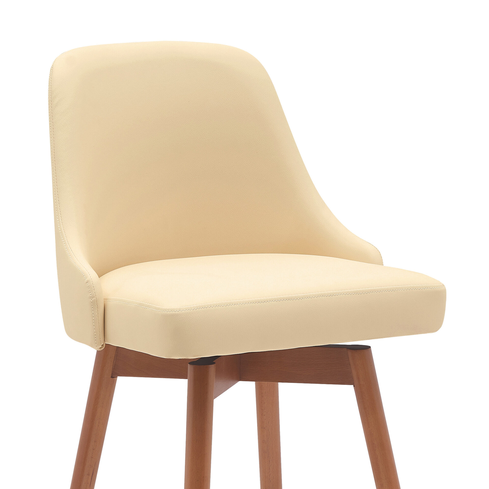 30 Inch Cream and Wood Brown Swivel Bar Stool with Footrest 6 30 Inch Cream and Wood Brown Swivel Bar Stool with Footrest - Image 6