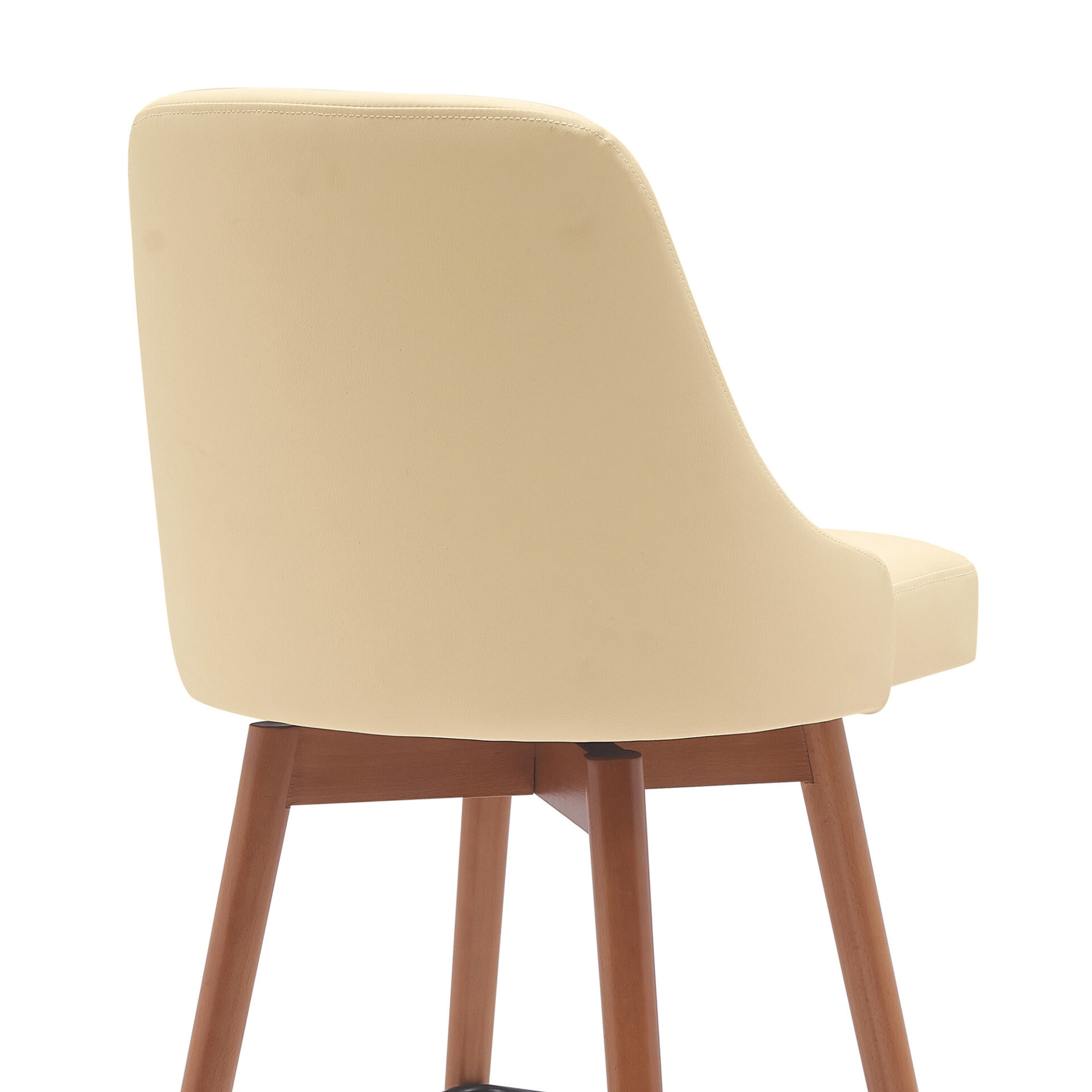 30 Inch Cream and Wood Brown Swivel Bar Stool with Footrest 7 30 Inch Cream and Wood Brown Swivel Bar Stool with Footrest - Image 7