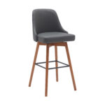 30-Inch Gray and Wood Brown Swivel Bar Stool Modern Style 10 30-Inch Gray and Wood Brown Swivel Bar Stool Modern Style