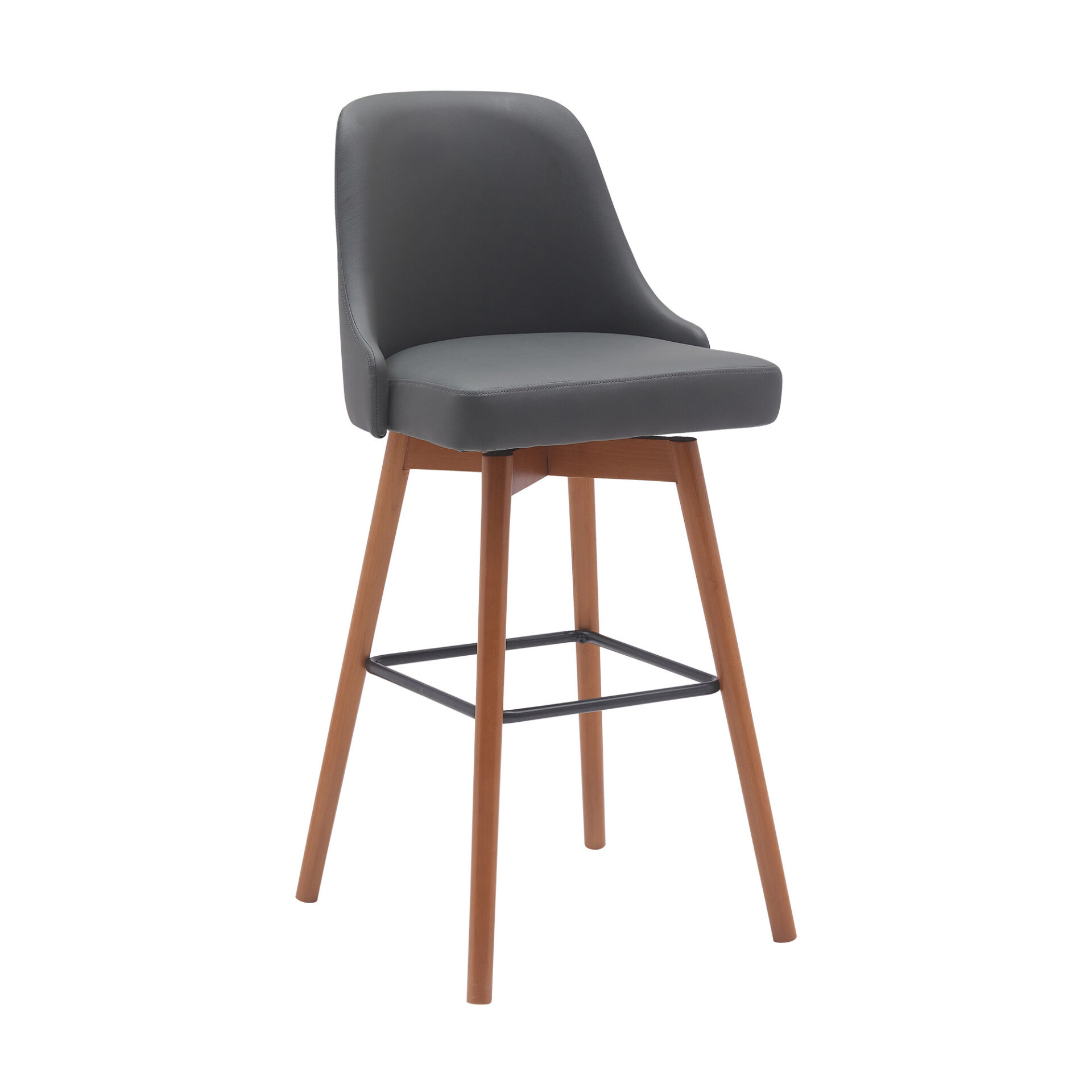 30-Inch Gray and Wood Brown Swivel Bar Stool Modern Style 1 30-Inch Gray and Wood Brown Swivel Bar Stool Modern Style