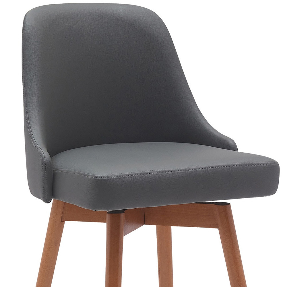 30-Inch Gray and Wood Brown Swivel Bar Stool Modern Style 8 30-Inch Gray and Wood Brown Swivel Bar Stool Modern Style - Image 8