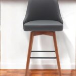 30-Inch Gray and Wood Brown Swivel Bar Stool Modern Style 11 30-Inch Gray and Wood Brown Swivel Bar Stool Modern Style