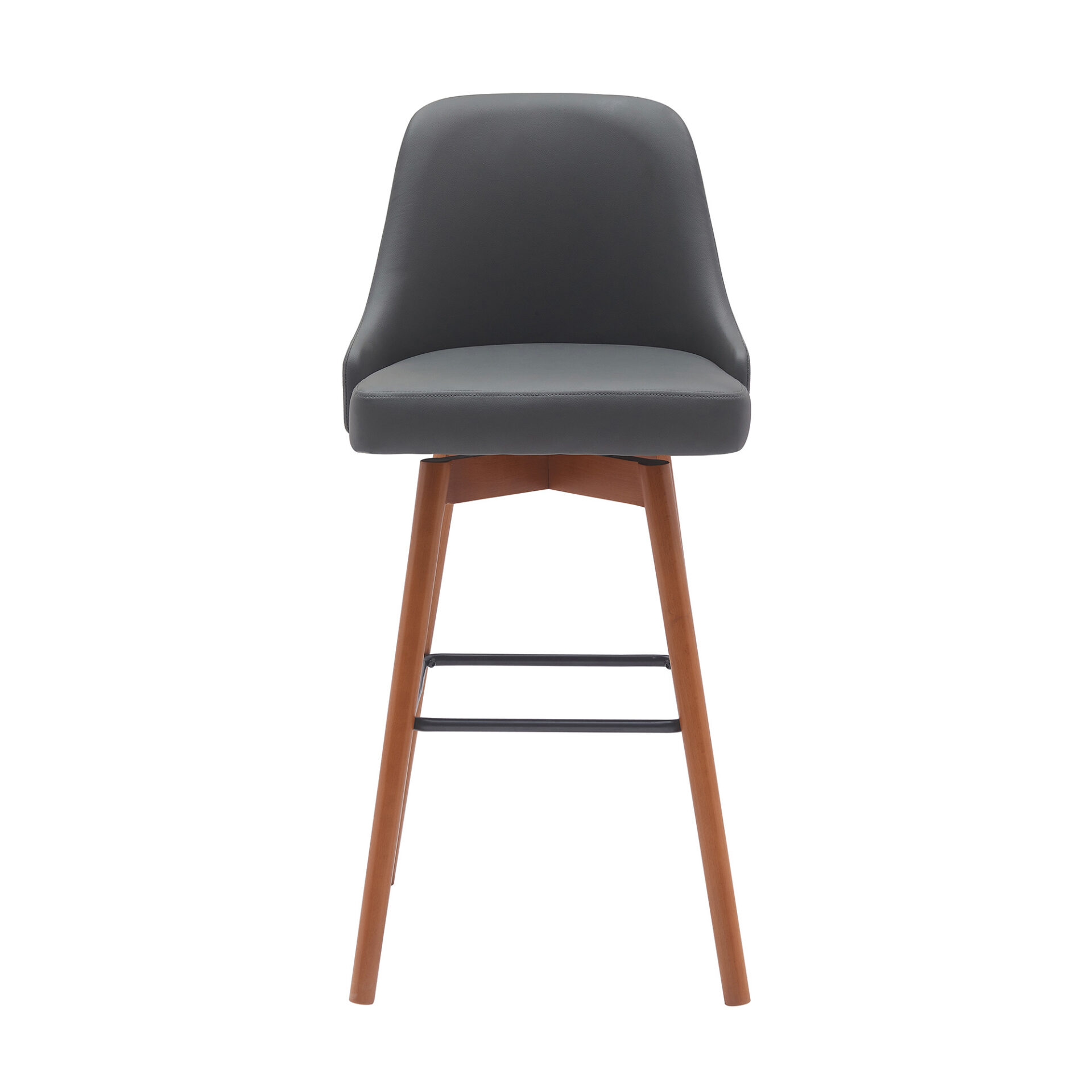 30-Inch Gray and Wood Brown Swivel Bar Stool Modern Style 3 30-Inch Gray and Wood Brown Swivel Bar Stool Modern Style - Image 3