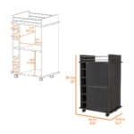 Espresso Rolling Bar Cart With Cabinet and 6-Bottle Wine Storage