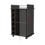Espresso Rolling Bar Cart With Cabinet and 6-Bottle Wine Storage