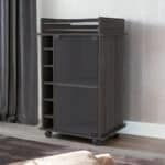 Espresso Rolling Bar Cart With Cabinet and 6-Bottle Wine Storage