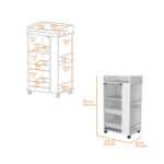 White Rolling Bar Cart With Cabinets and Built-In Wine Storage